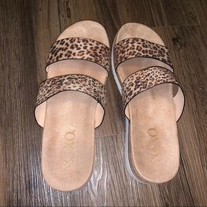 Animal Print Double Strap Sandals